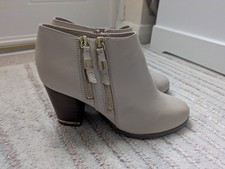 Women's Beige Leather Ankle