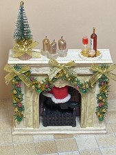 ? Dolls House 1/12th Scale Christmas marble Fireplace, grate & Accessories ?