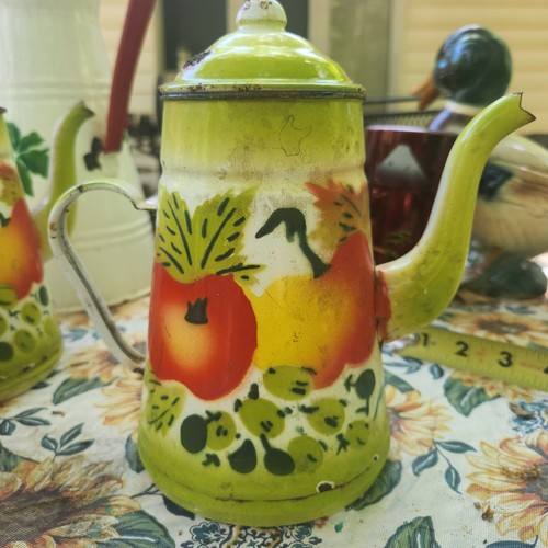Vintage enamelware coffee pot - vintage,