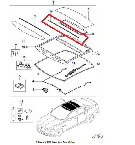 Rear gasket sunroof jaguar - gasket,