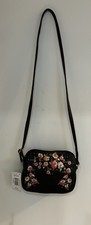 NWT Black Faux Leather Floral