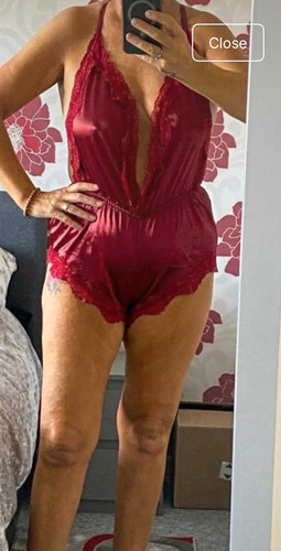 Women burgundy lace satin - women's,