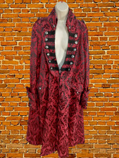 WOMENS DARK STAR 2XL XXL RED JACQUARD MILITARY STYLE DRESS COAT JACKET GOTHIC