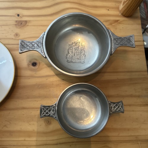 Vintage pewter quaich bowl - vintage,