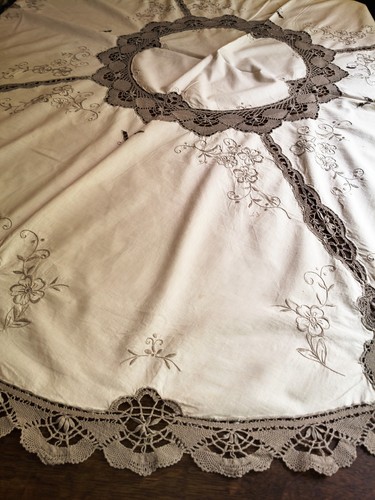 Vintage circular tablecloth - circular,