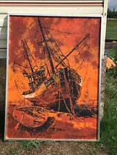 1960/70s fishing boat painting , Vintage, Retro Cornish Art