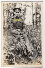 Canada Military Postcard WW1 Soldier, 218th Battalion EDMONTON IRISH. Canadian