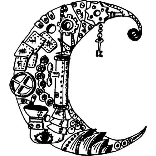 Steampunk crescent moon - 'steampunk,