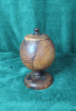 Handcrafted Turned Wooden Lidded Goblet Pot | Rustic Natural Home Decor
