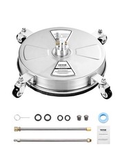 VEVOR 15" Pressure Washer Surface Cleaner 4 Wheels 4000 Max PSI 2 Extended Wands