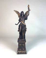 Bronzed Resin Greek Goddess of Victory Figurine Candlestick Holder