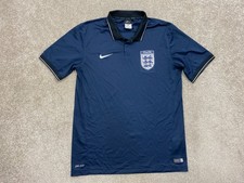 Nike Dri-Fit England 3 Lions Polo Shirt Dark Blue Size Medium Polyester Pit-pit