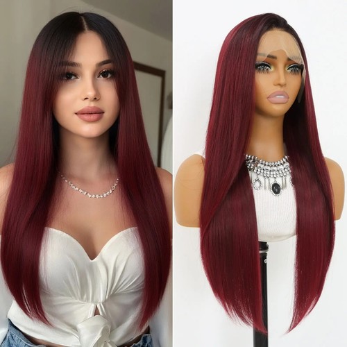 24in ombre burgundy lace - 24in, front