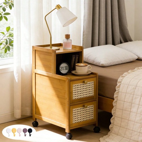 Rattan bedside table - bedside, drawer