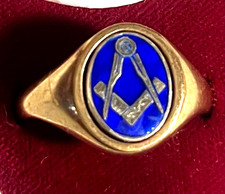 9ct gold masonic swivel signet ring , 1971