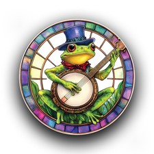 Watercolour frog playing banjo - frog,