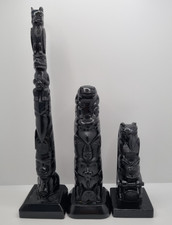 3 Vintage Boma Canada Totems Resin Tribal Figure 12,5" 8" 5.75" Tall Rare VGC