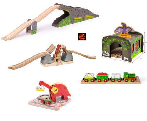 Wooden dinosaur railway - dinosaur,