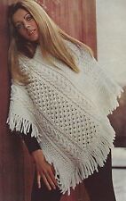 Ladies Irish Knit Poncho in Super Chunky yarn Knitting Pattern 902