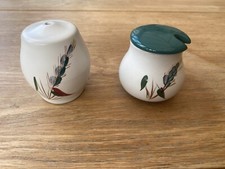 Denby Greenwheat A College Design Salt Cellar and Lidded Mustard Pot Set