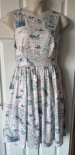 Laura Ashley Archive Worldwide Map Print Fit & Flare 1950’s style dress  Size 14