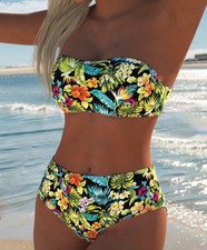 New black floral bikini size 10
