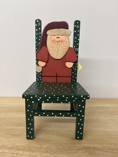 Vintage 1990's Santa Christmas Wood Doll Chair Hand Crafted & Painted