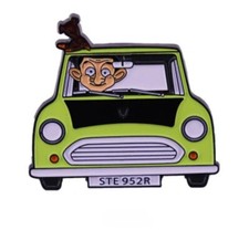 Mr Bean And Teddy In Mini Car, Enamel Pin Badge Cute, Funny, Gift Idea, 90s TV 