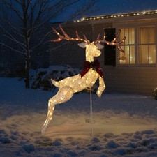 5FT Lighted Jumping Reindeer Christmas Decorations w/100 LED Lights 98x88x148cm