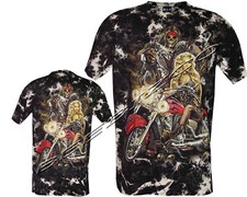 Grim Reaper With Blond Girl Glow In Dark Angel Of Death Scythe Guns TyeDyeTshirt