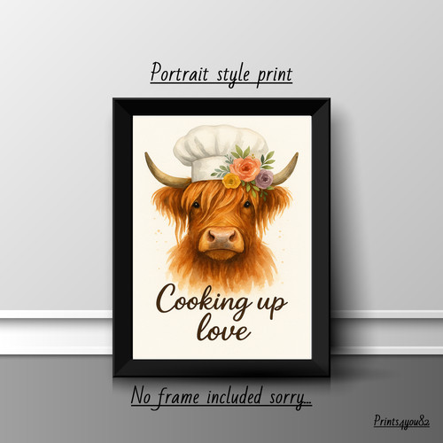 Highland cow kitchen quote - kitchen, a4