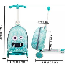 Monster Scuit Case - Kids Scooter Suitcase Bag for Travel, Holiday Luggage Cabin