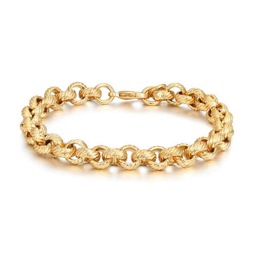 Unisex 9ct gold lined pattern - unisex,
