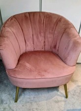 Armchair PAIR Pink Plush Velvet - Scalloped Maison Shell Art Deco Lounge Chair