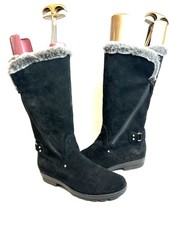 Aquatalia Leather Mid Calf Zip Up Faux Fur Lined Preloved Boots Uk 7