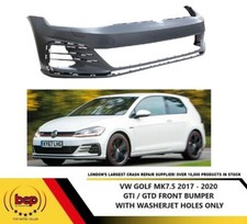 VW GOLF GTI GTD MK7.5 2017 - 2020 FRONT BUMPER WITH WASHER HOLE NO SENSOR HOLE 