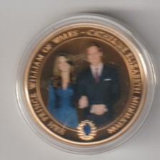 2010 Cook Islands $1 coin William Catherine Royal Engagement Gold Plated COA (a)