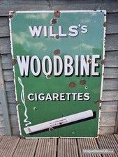 Early WILLS WOODBINE CIGARETTES Enamel Sign Advertising 36" x 24"