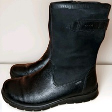 ECCO BABETT GORETEX BLACK LEATHER+NUBUCK WATERPROOF  ZIP CALF LENGTH BOOTS VGC