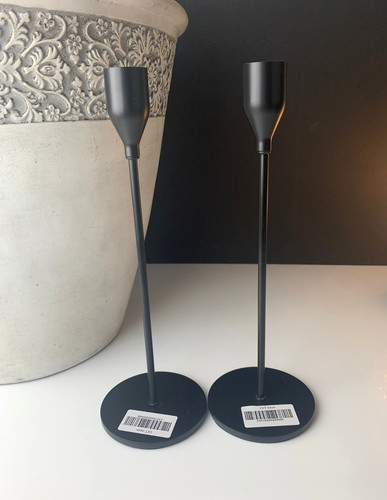Black metal candlestick - black,