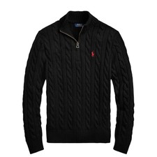 Ralph Lauren Cotton Cable Knit Half Zip Jumper for Men Pullover | Long Sleeve