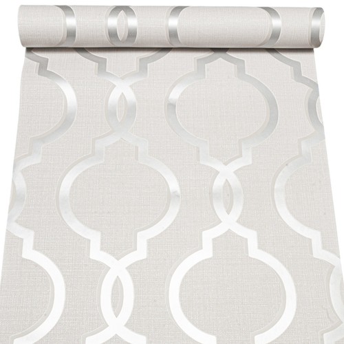 Grey silver trellis wallpaper - grey,