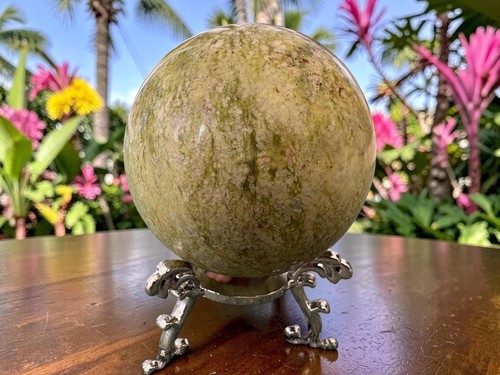 Serpentine crystal sphere - serpentine,