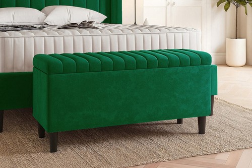 Lined velvet ottoman storage - lined,