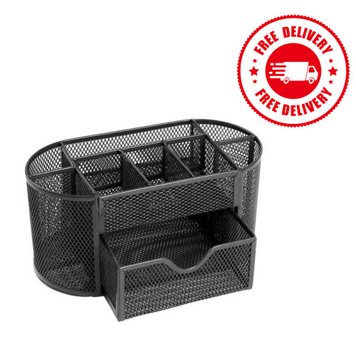 Metal mesh desk organiser - metal,