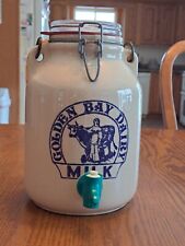 Golden Bay Dairy Milk Jug By Crock Shop Santa Ana Calf. With Spout & Glass Lid