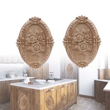 2x S Wooden Carved Applique