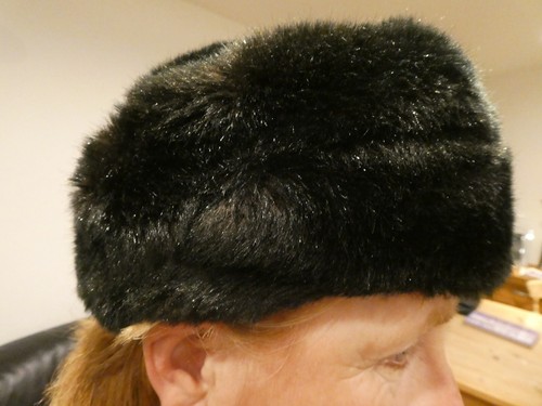 Ladies black faux fur - black, hat