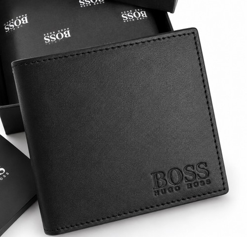 Hugo boss bifold black leather - boss,
