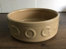 MASON CASH LARGE BROWN QUALITY CERAMIC EMBOSSED LETTERS FOOD/WATER BOWL 8” 